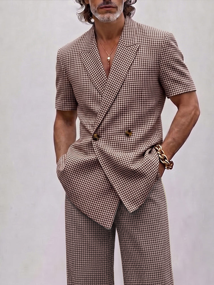 Men's Vintage Plaid Smart Casual Matching Set