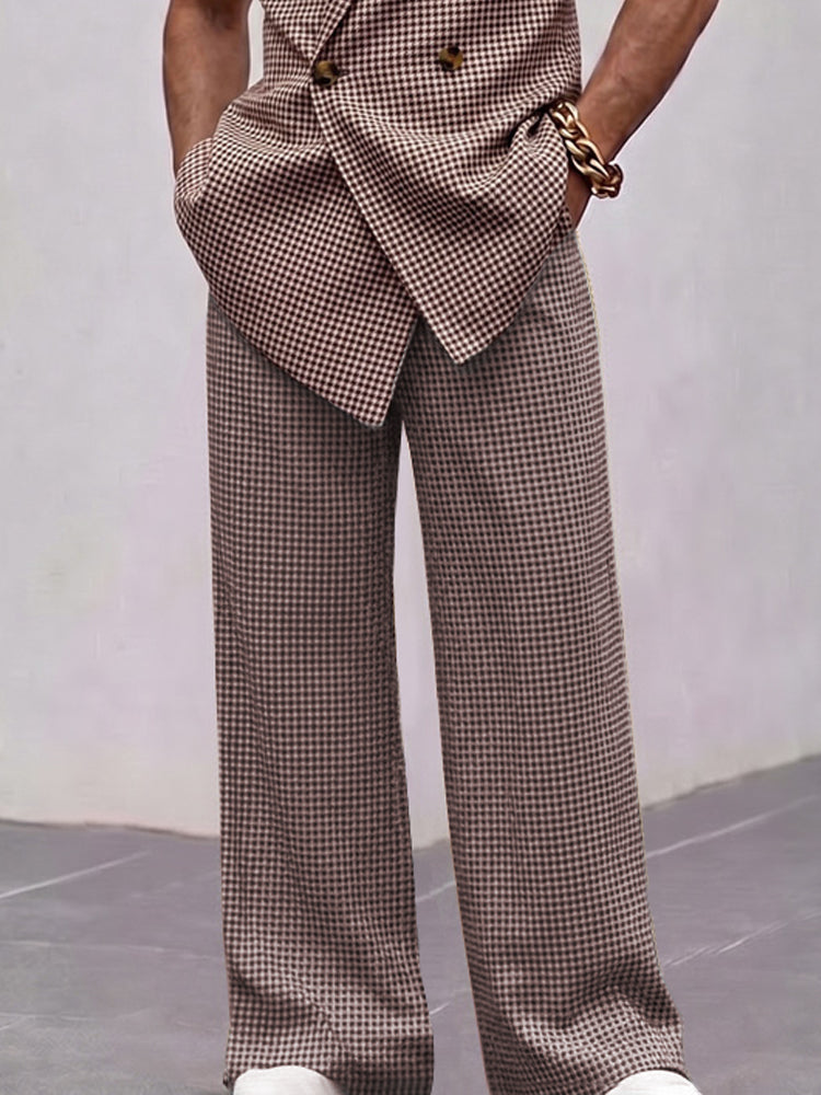 Men's Vintage Plaid Smart Casual Matching Set