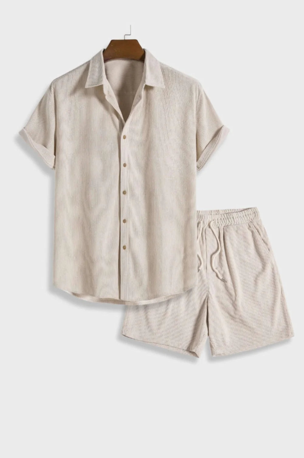 Men's Waffle-Textured Cotton-Blend Short-Sleeve Outfit