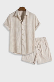 Men's Waffle-Textured Cotton-Blend Short-Sleeve Outfit