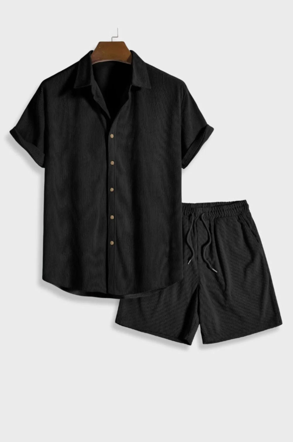 Men's Waffle-Textured Cotton-Blend Short-Sleeve Outfit