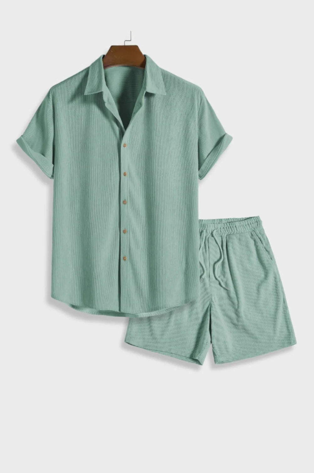 Men's Waffle-Textured Cotton-Blend Short-Sleeve Outfit