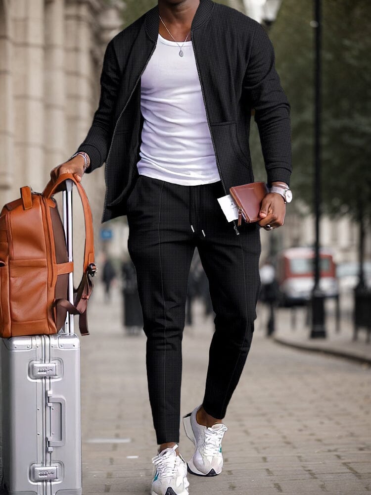 Men's Waffle Knit 2-Piece Casual Set