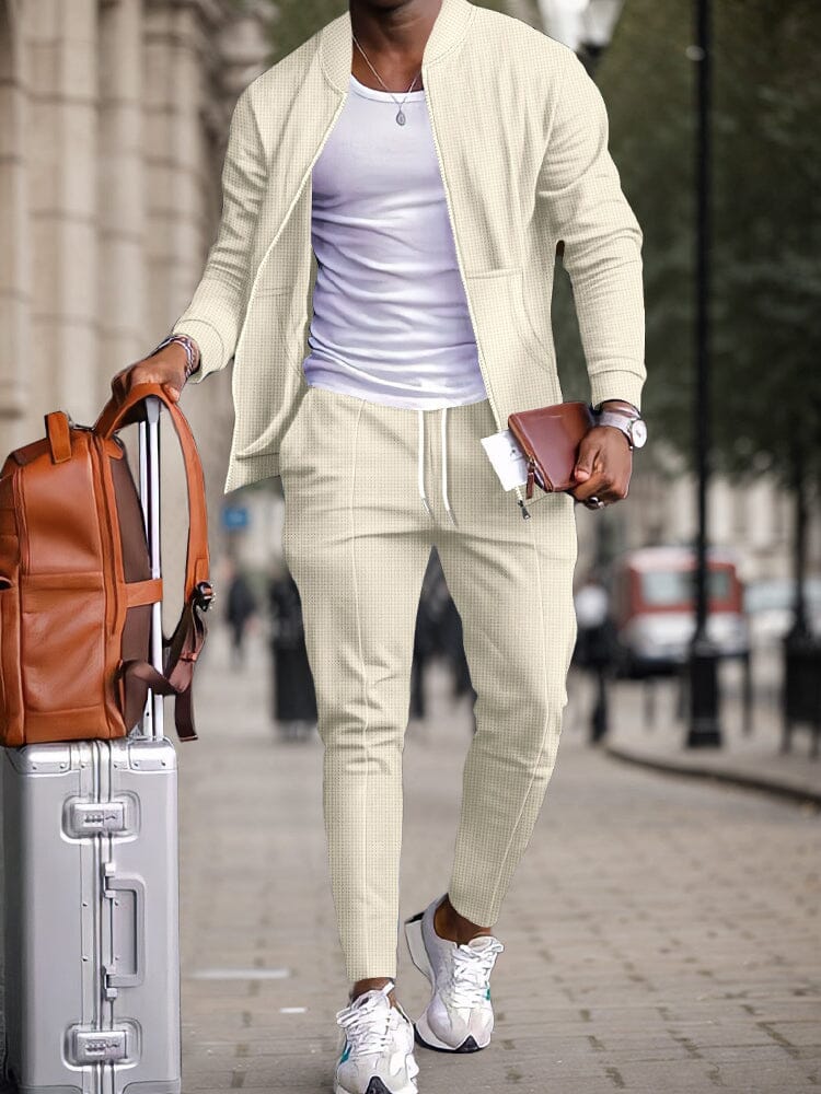 Men's Waffle Knit 2-Piece Casual Set