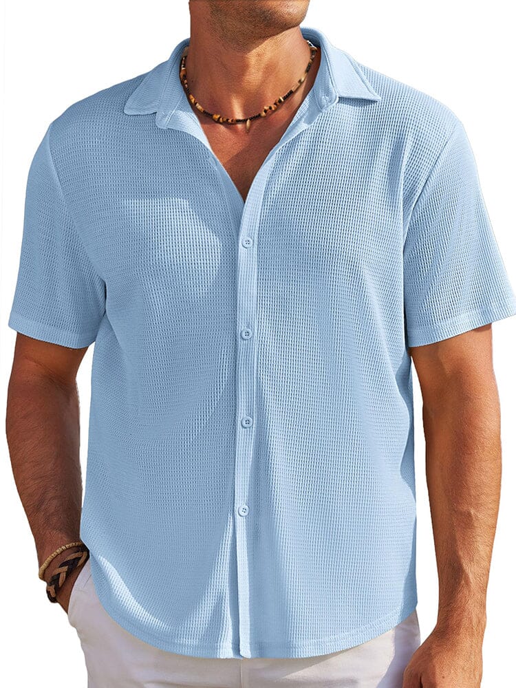 Men's Waffle Knit Button-Down Shirt