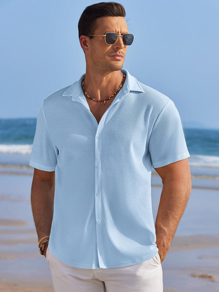 Men's Waffle Knit Button-Down Shirt
