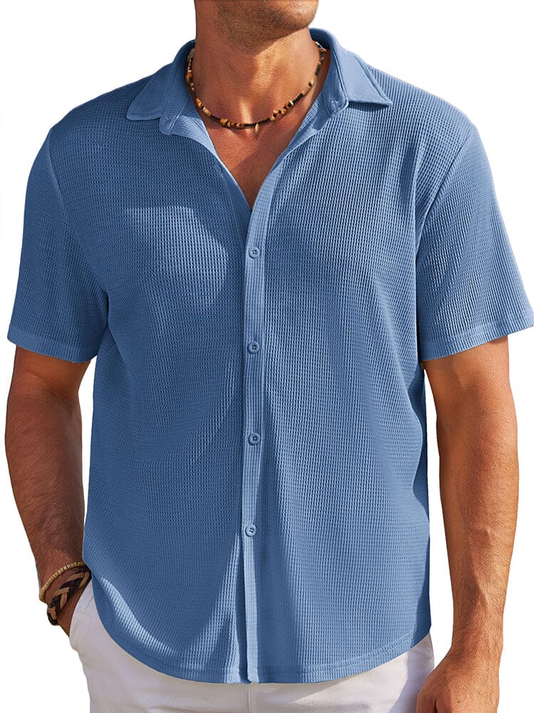 Men's Waffle Knit Button-Down Shirt