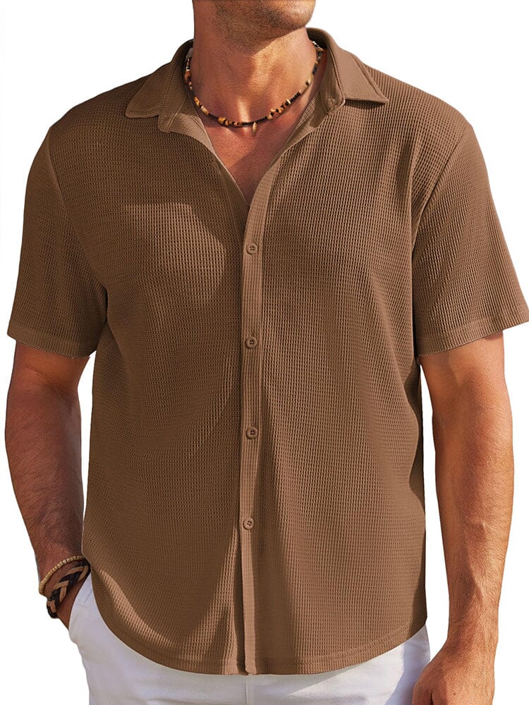 Men's Waffle Knit Button-Down Shirt