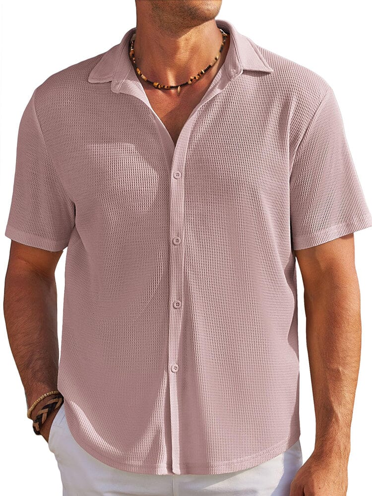 Men's Waffle Knit Button-Down Shirt