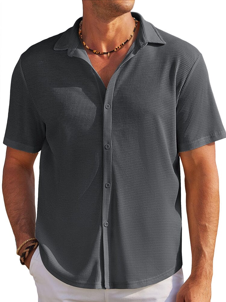 Men's Waffle Knit Button-Down Shirt