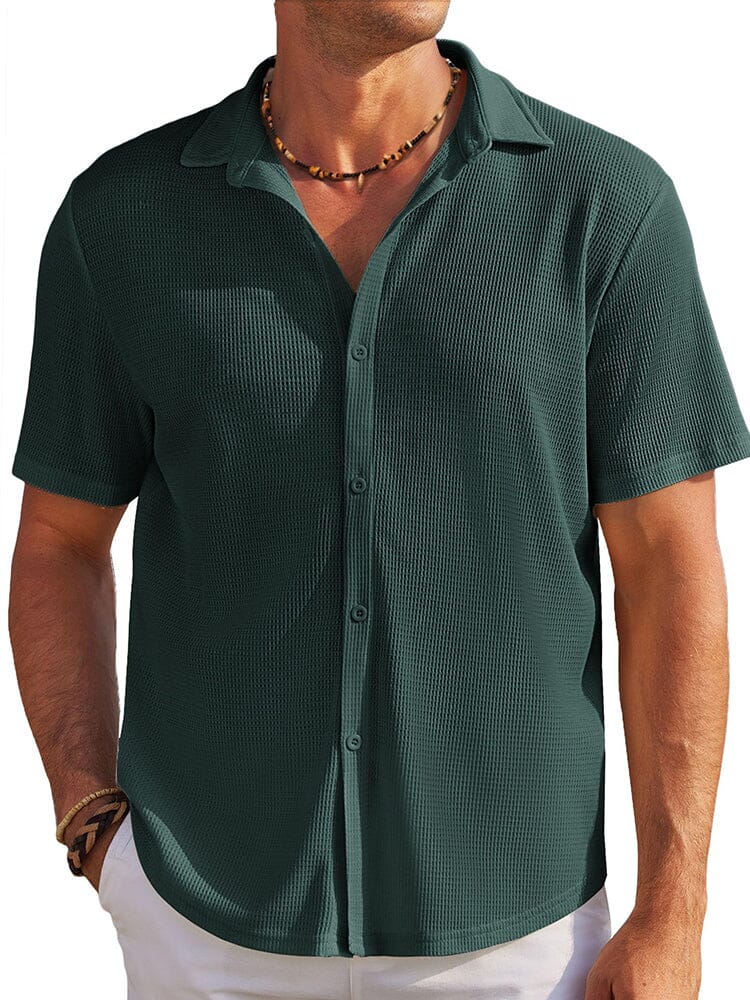 Men's Waffle Knit Button-Down Shirt
