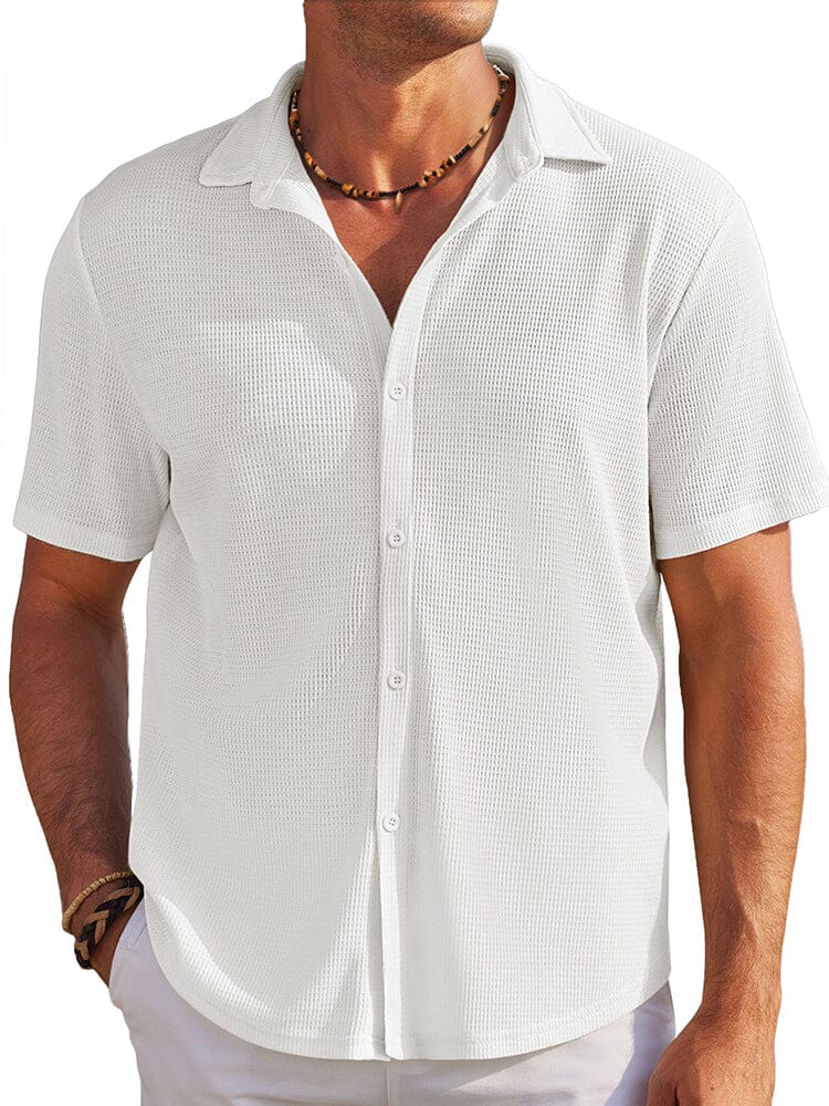 Men's Waffle Knit Button-Down Shirt