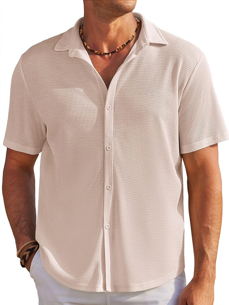 Men's Waffle Knit Button-Down Shirt