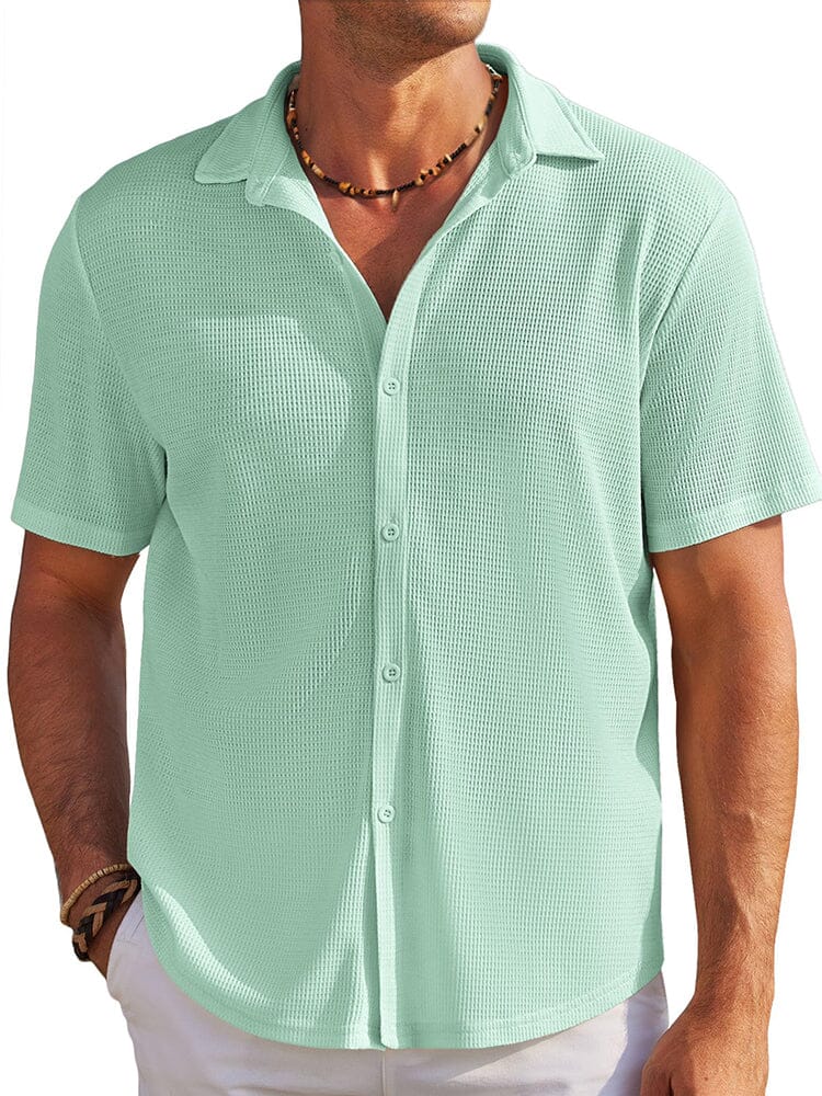 Men's Waffle Knit Button-Down Shirt