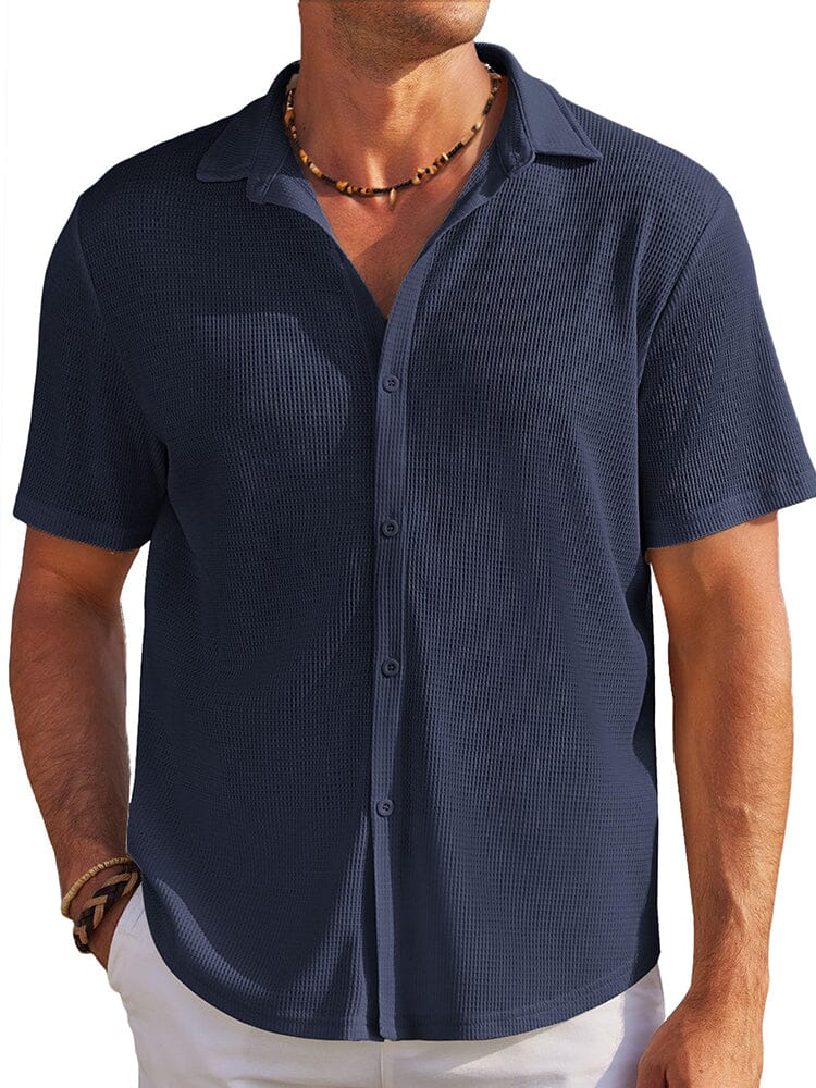 Men's Waffle Knit Button-Down Shirt