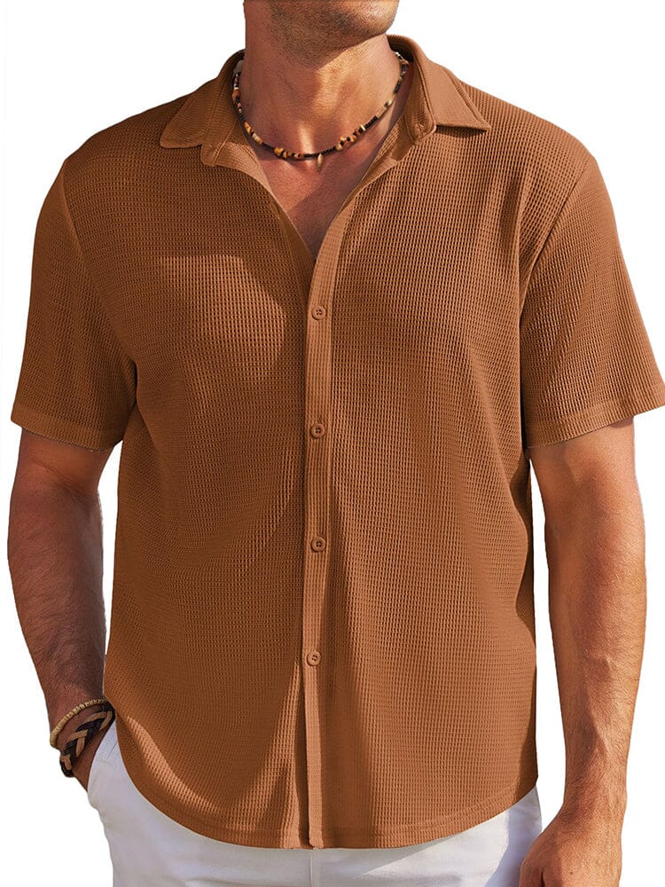 Men's Waffle Knit Button-Down Shirt