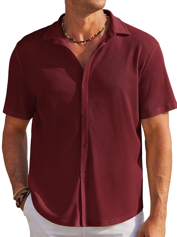 Men's Waffle Knit Button-Down Shirt