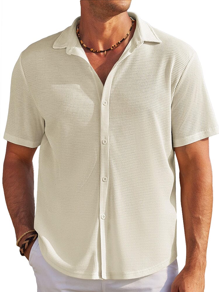 Men's Waffle Knit Button-Down Shirt