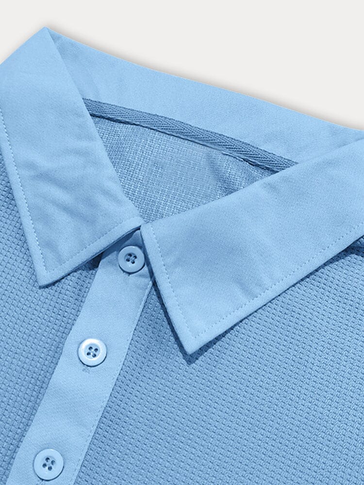 Men's Waffle Knit Long Sleeve Polo Shirt