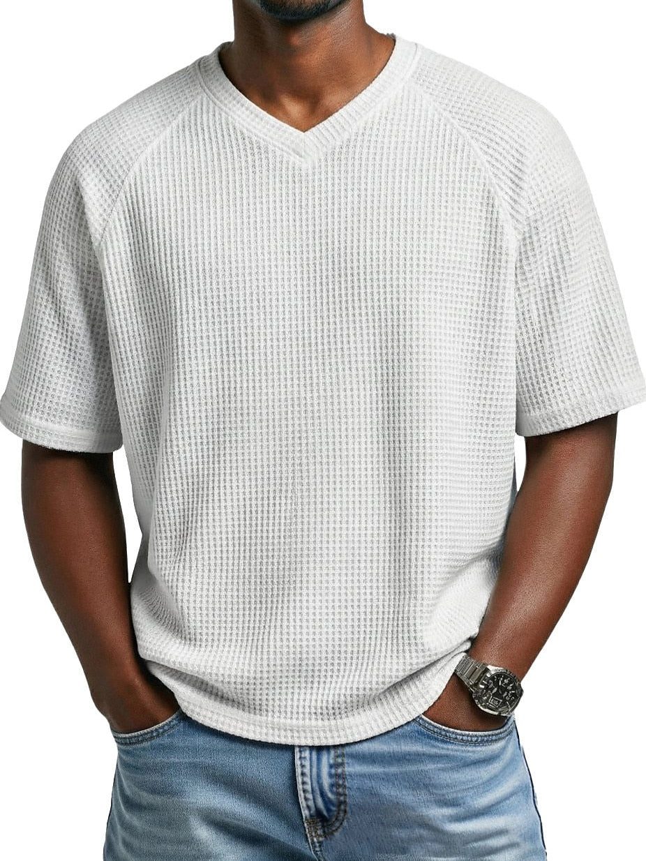 Men's Waffle Knit V-Neck T Shirt