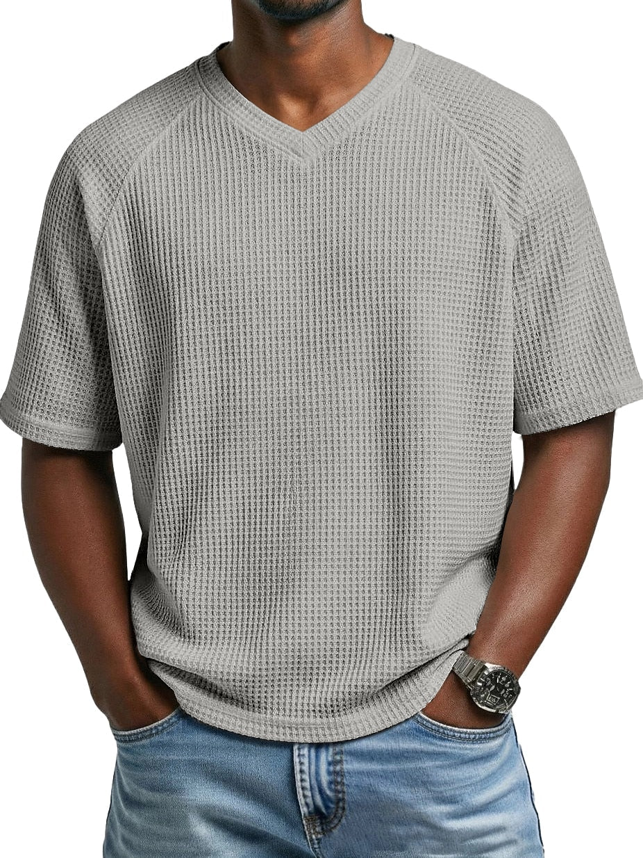 Men's Waffle Knit V-Neck T Shirt