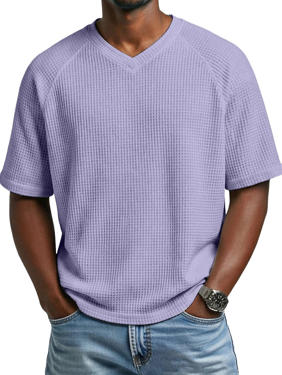 Men's Waffle Knit V-Neck T Shirt