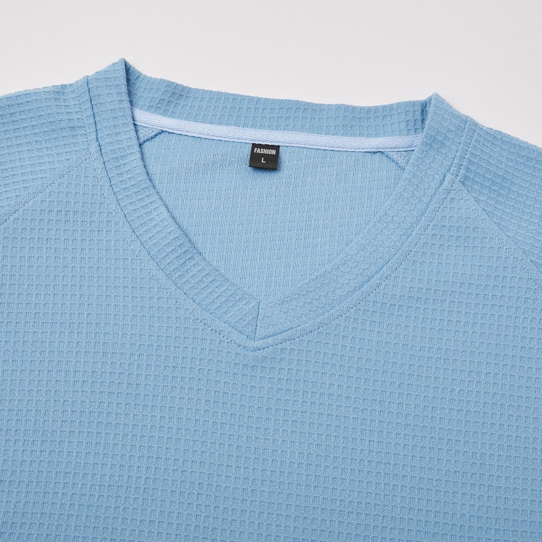 Men's Waffle Knit V-Neck T Shirt