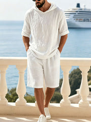 Men's Washed Cotton Viscose Hoodie and Short Set