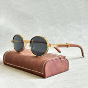 Men's Wooden Frame Gradient Lens Sunglasses