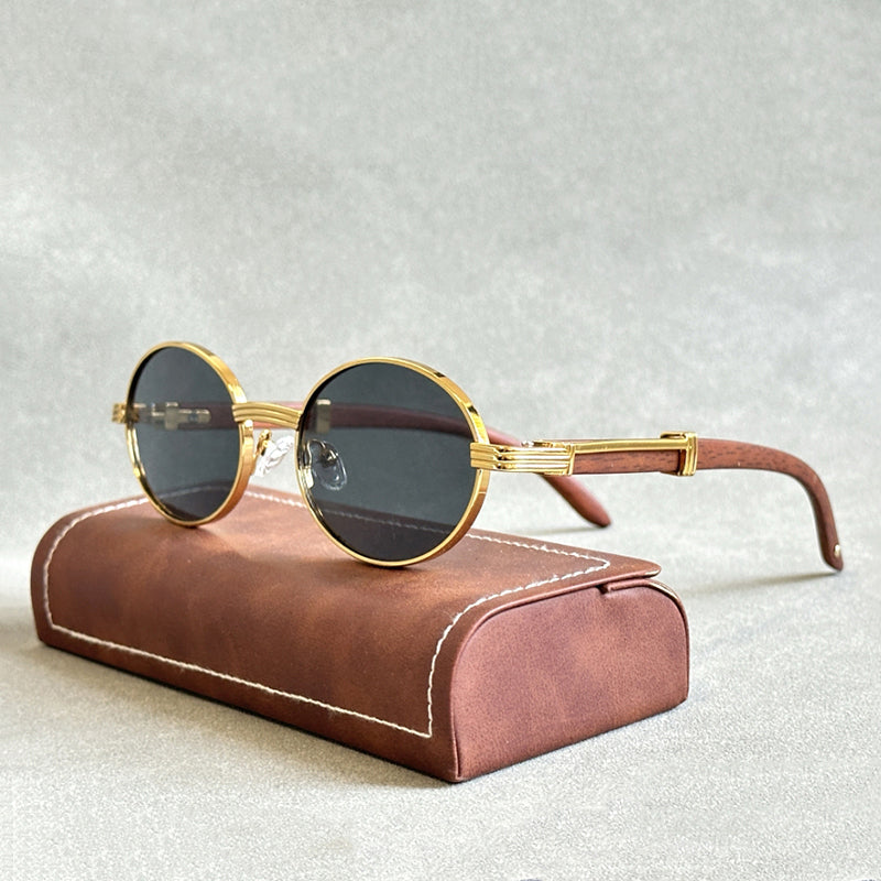 Men's Wooden Frame Gradient Lens Sunglasses
