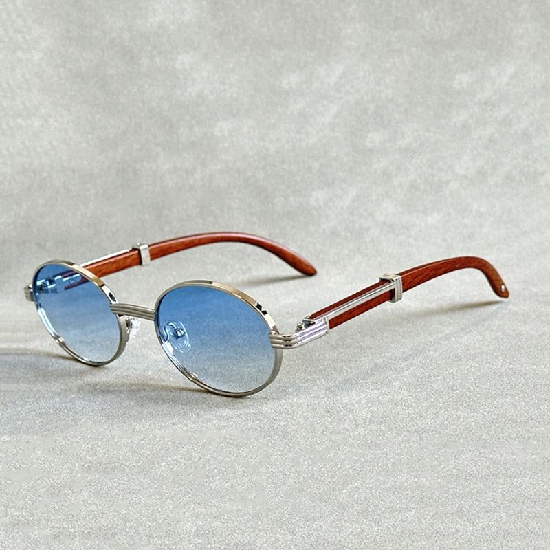 Men's Wooden Frame Gradient Lens Sunglasses