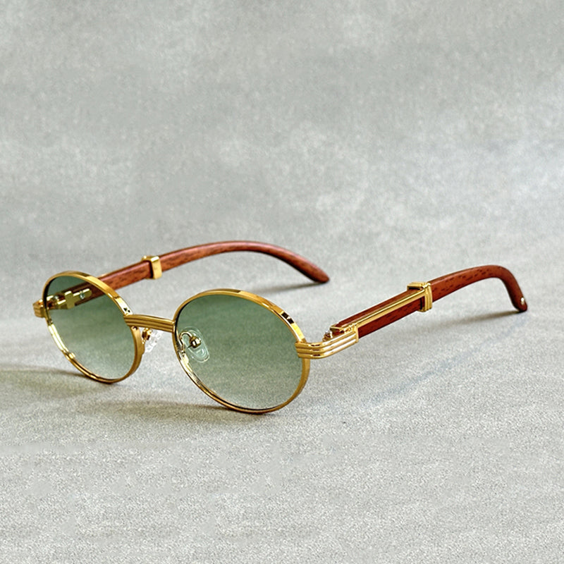 Men's Wooden Frame Gradient Lens Sunglasses