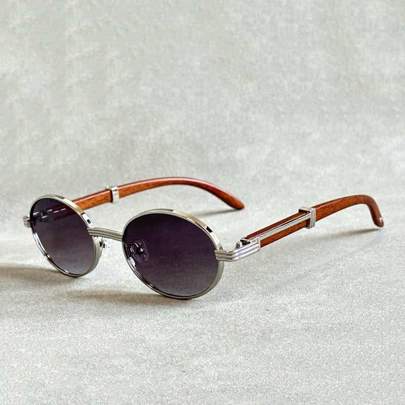 Men's Wooden Frame Gradient Lens Sunglasses