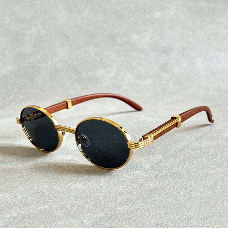 Men's Wooden Frame Gradient Lens Sunglasses