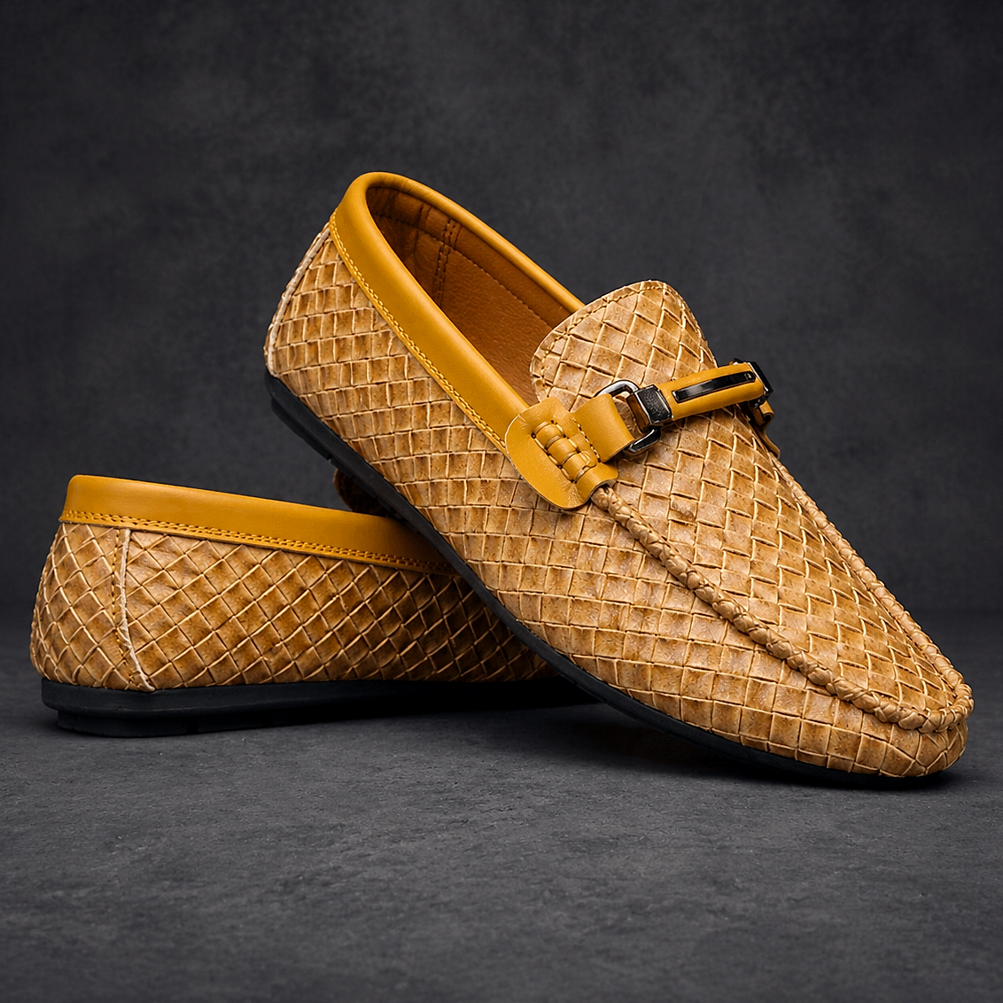 Men's Woven Faux Leather Loafers