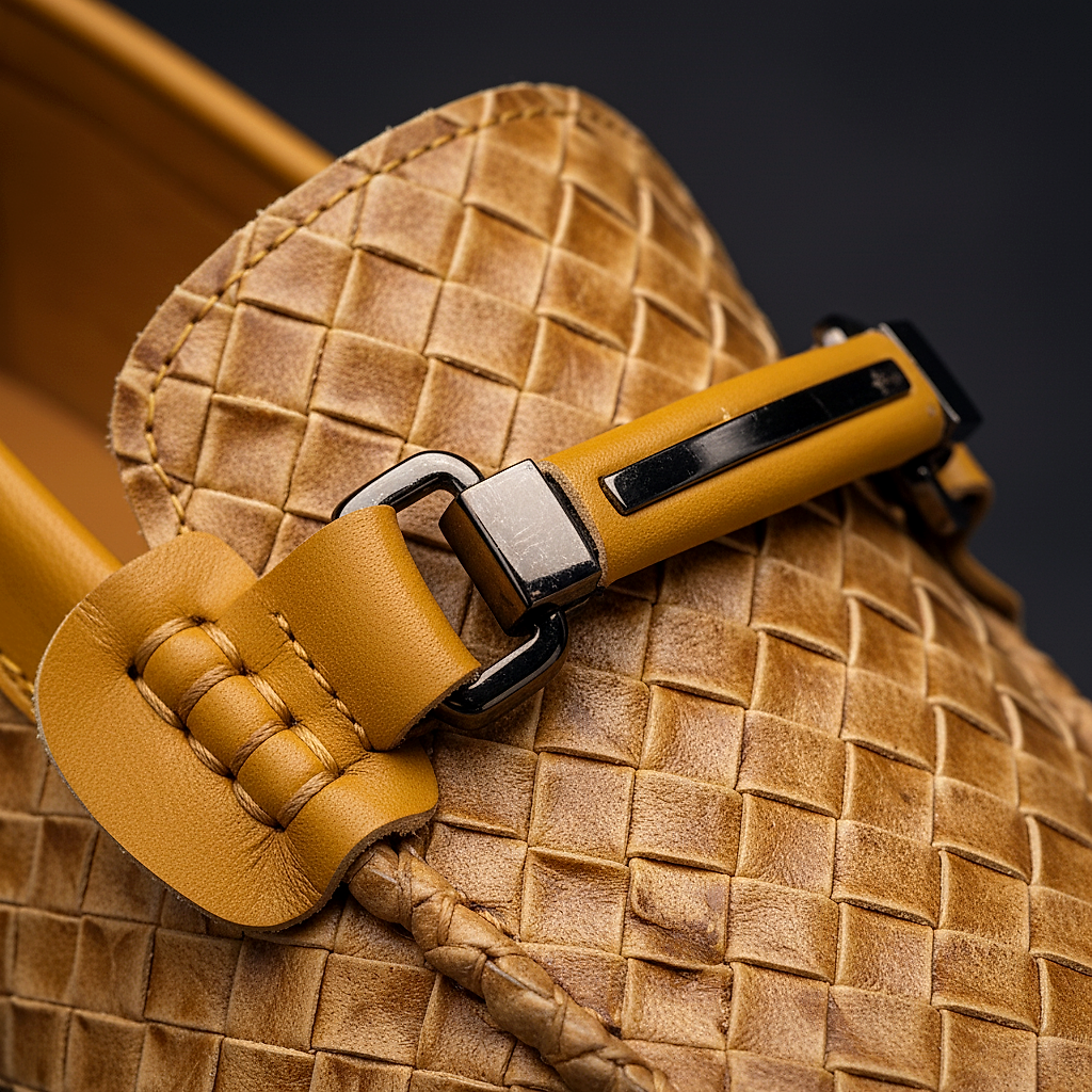 Men's Woven Faux Leather Loafers