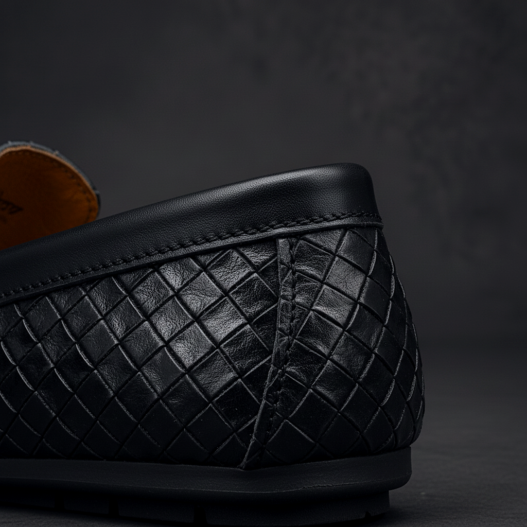 Men's Woven Faux Leather Loafers