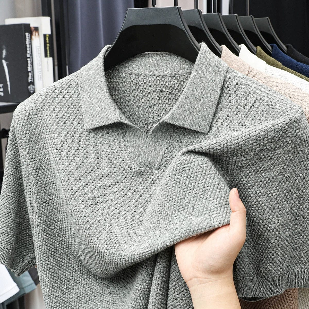 Men's Woven Pineapple Knit Polo Shirt