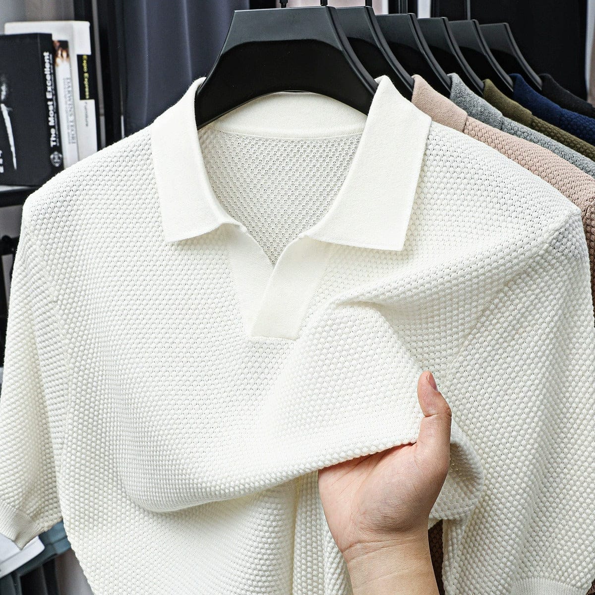 Men's Woven Pineapple Knit Polo Shirt