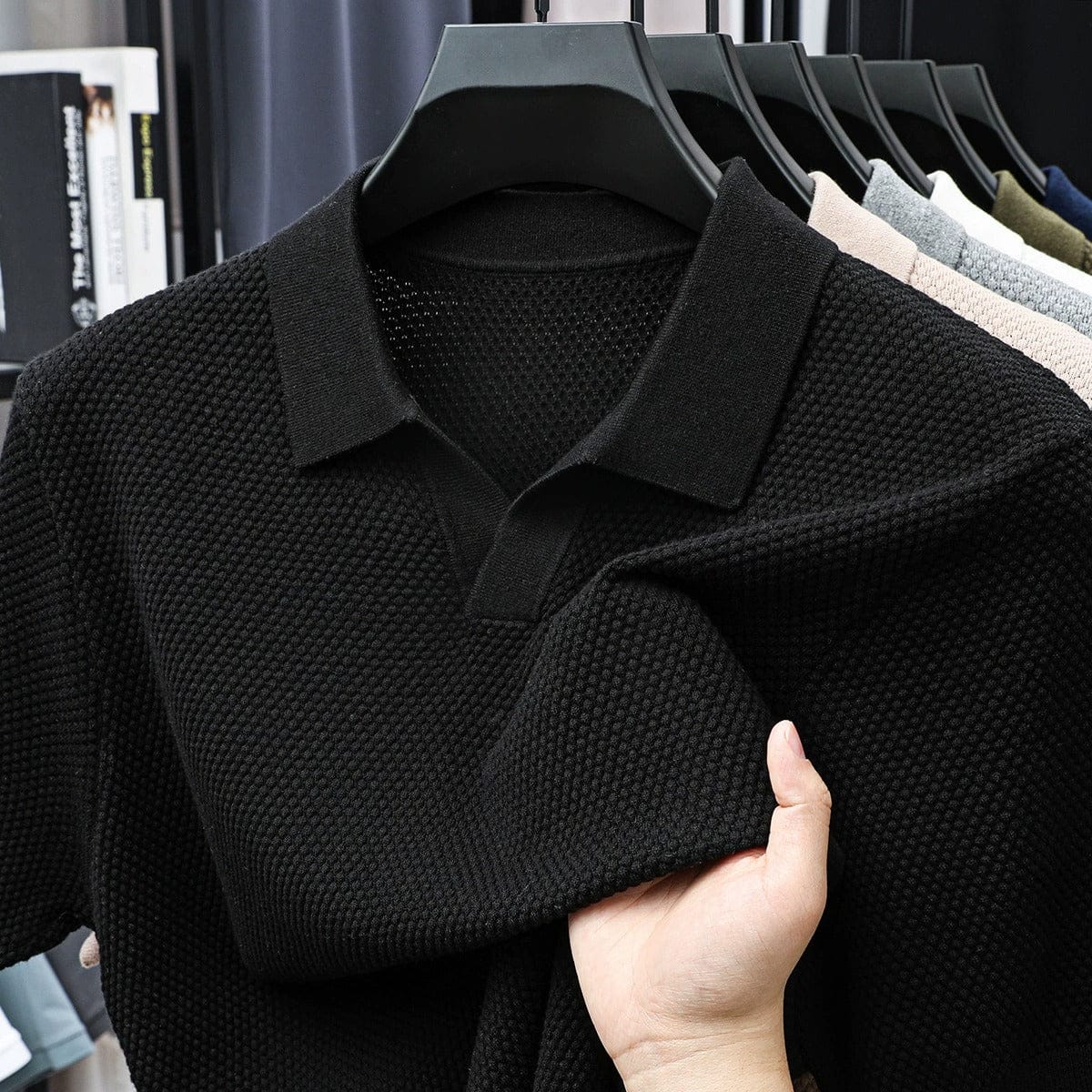 Men's Woven Pineapple Knit Polo Shirt