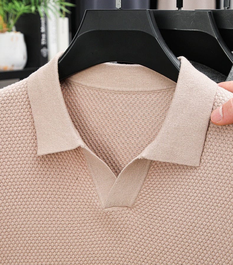 Men's Woven Pineapple Knit Polo Shirt