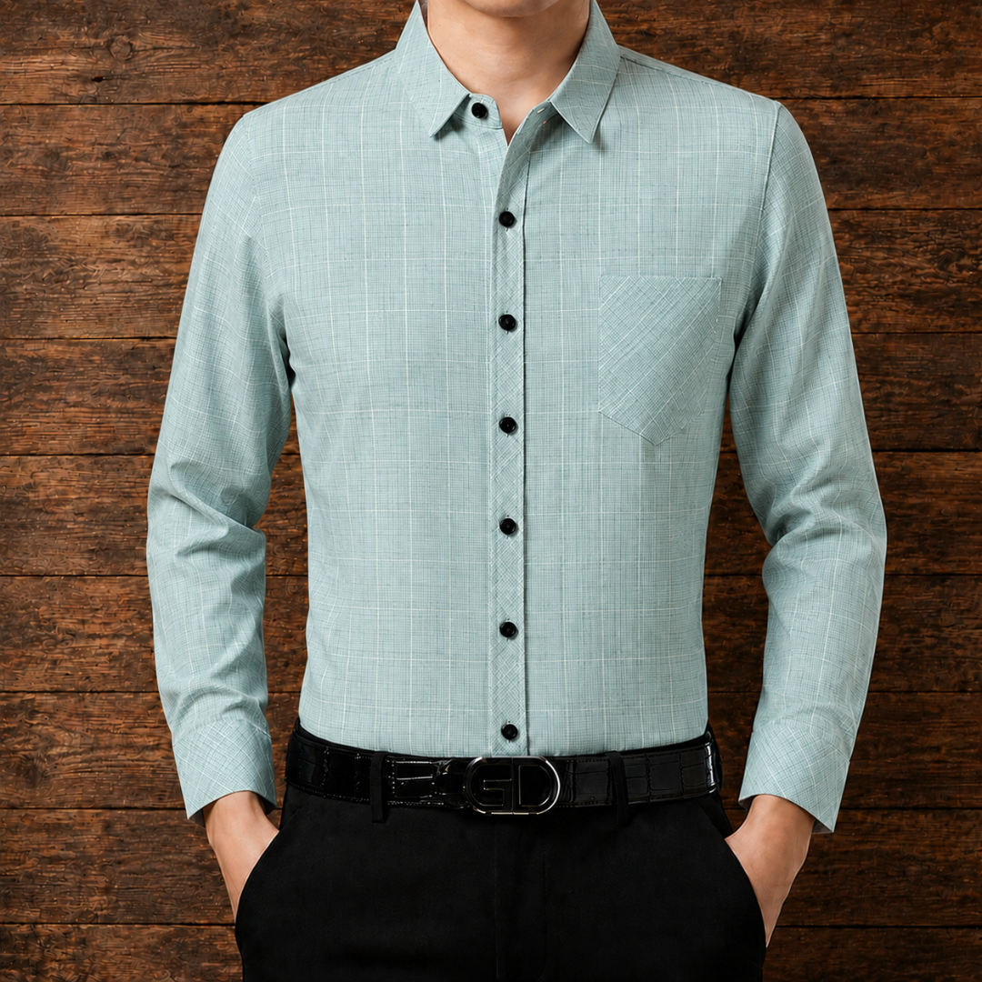 Men's Woven Plaid Button-Down Shirt