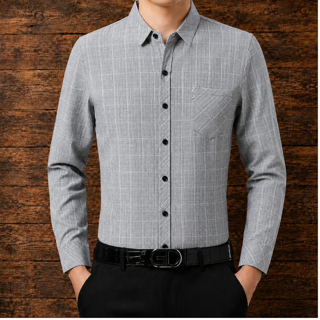 Men's Woven Plaid Button-Down Shirt