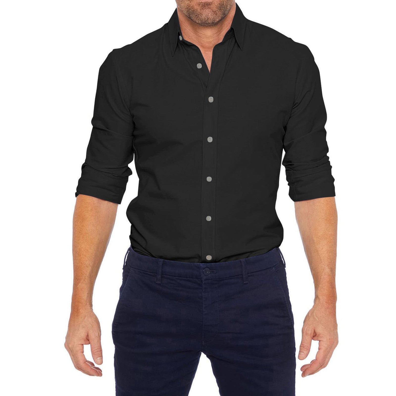 Men's Zip Closure Button-Up Shirt