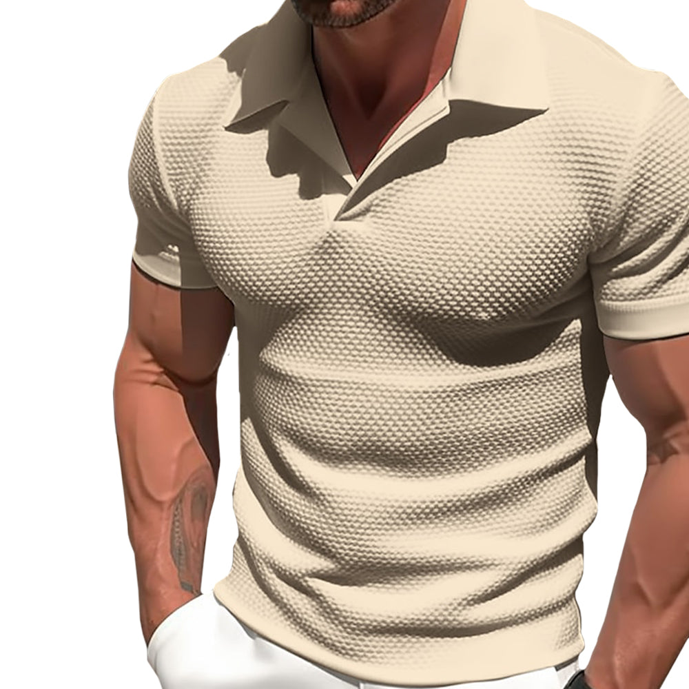 Men's Zip Collar Short Sleeve Shirt