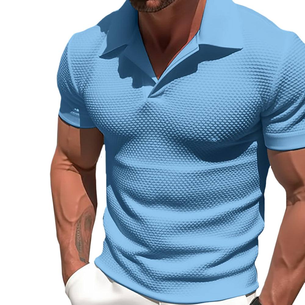 Men's Zip Collar Short Sleeve Shirt