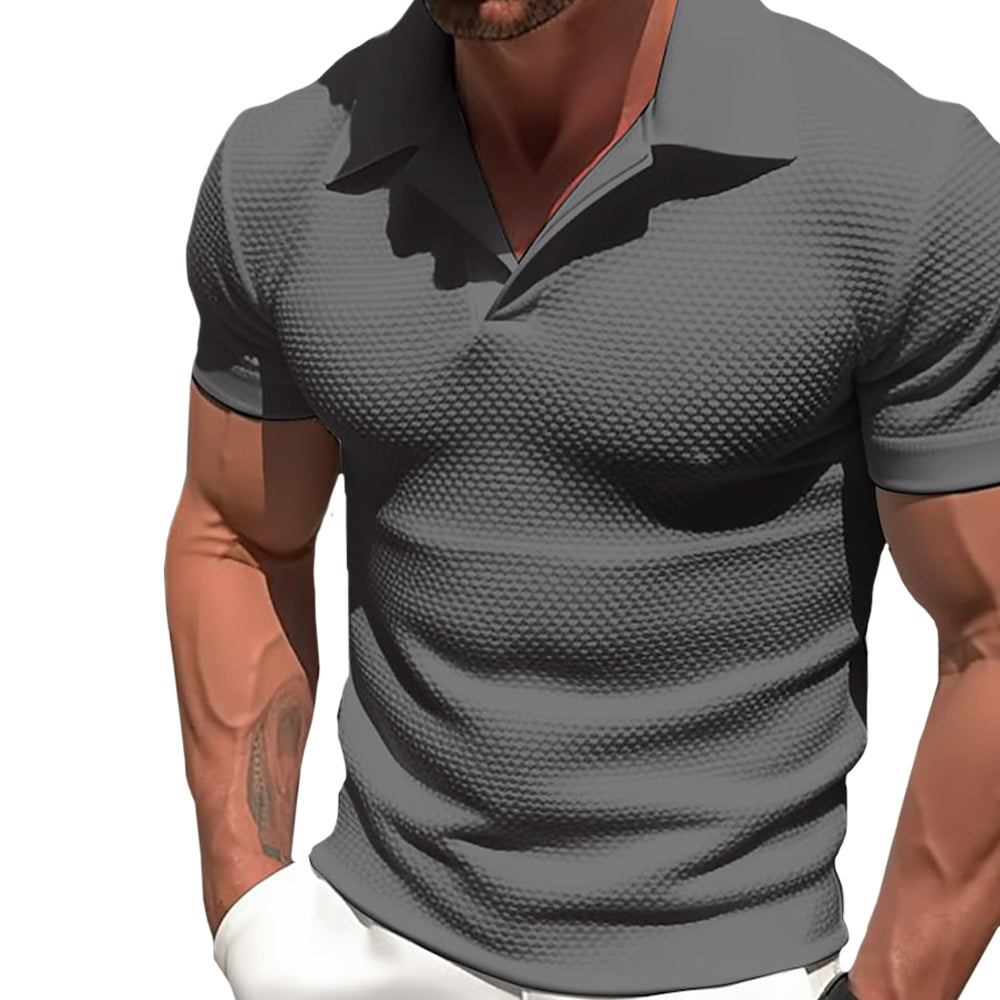 Men's Zip Collar Short Sleeve Shirt