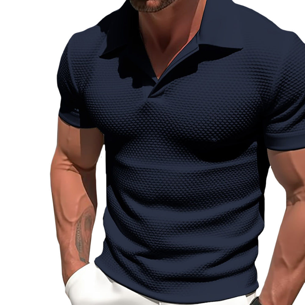 Men's Zip Collar Short Sleeve Shirt
