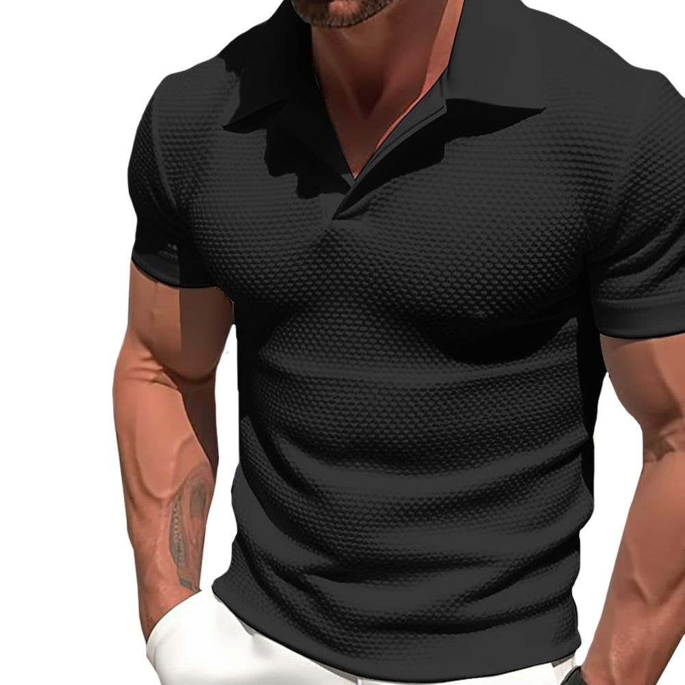 Men's Zip Collar Short Sleeve Shirt