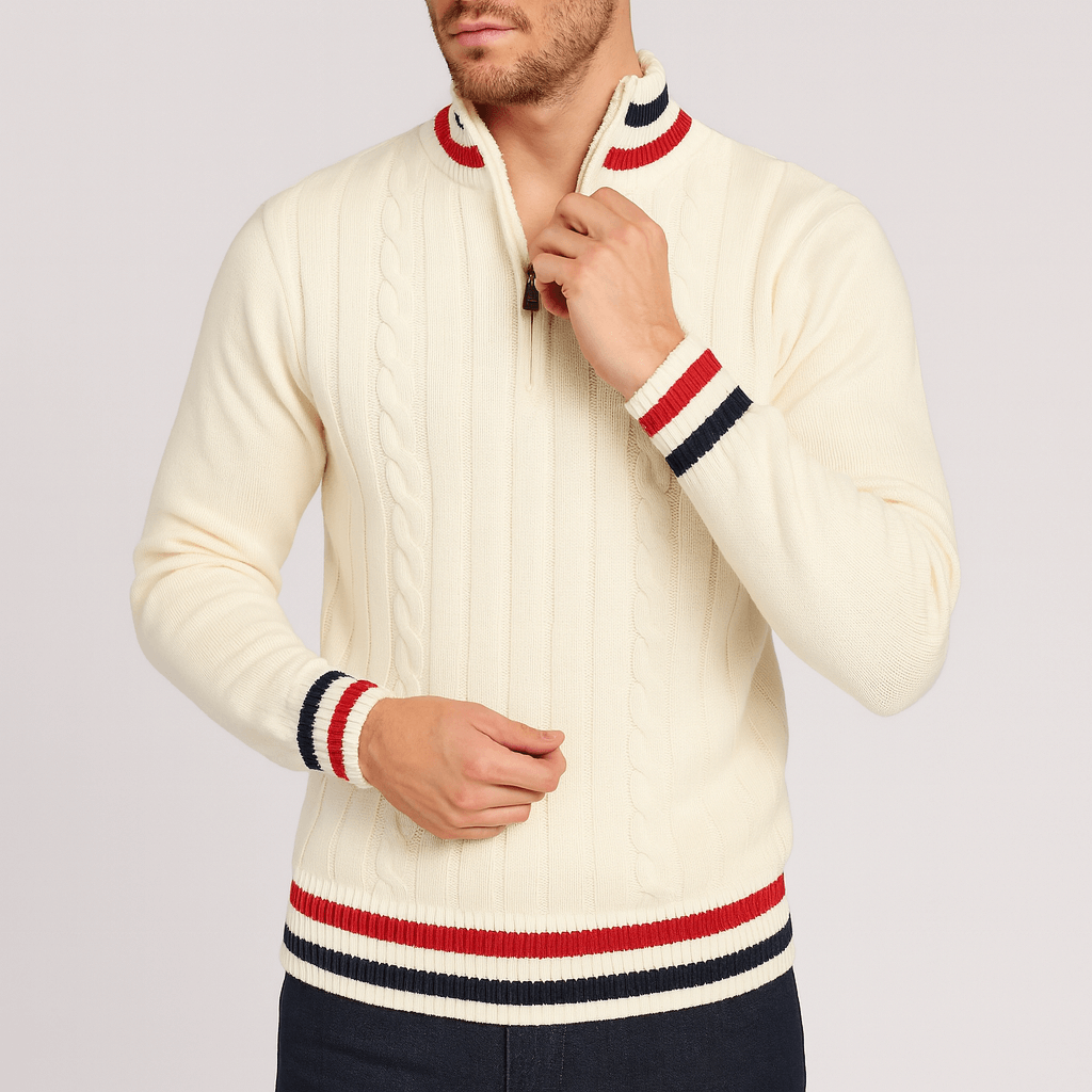 Bluzeo | Cable-knit sweater with stand-up collar